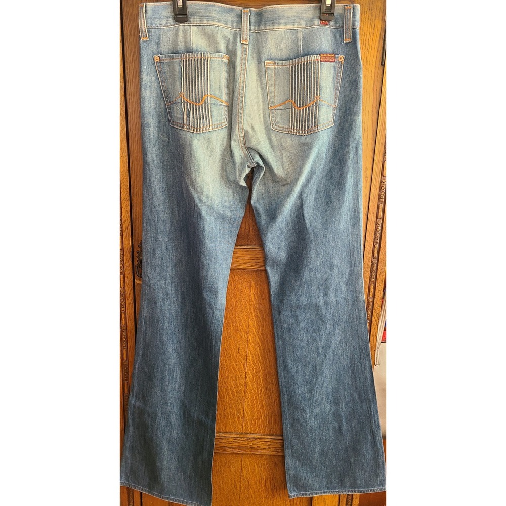 Y2K 7 For All Mankind Crinkle Pocket Bootcut Flare Jeans Light Wash Blue 29 - Picture 2 of 11